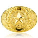 xinqida Texas Star Belt Buckle Western Cowboy Belt Buckle Novelty Bull Eagle Belt Buckle for Men Women, Gold Star Words, Large
