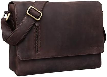 STILORD 'Davis' Sac Messenger en Cuir 13 Pouces | Sac Vintage Hommes Femmes | Sac à Bandoulière Bureau | Sacoche en Cuir Véritable, Couleur:Marron - Moscato
