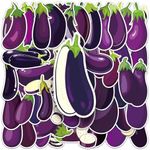 Eggplant Stickers 50 Pcs Cute Funny Waterproof Vegetables Sticker for Water Bottles Skateboard Laptop Scrapbook Bumper Notebook Car Computer Phone,Vinyl Purple Stickers for Teens Kids Adults