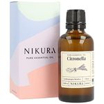 Nikura Citronella Essential Oil - 50ml | Great for Candle Making, Wax Melts, Aromatherapy Oil, Natural Soap Making | Cleaning Supplies | 100% Pure Natural Oils | Vegan