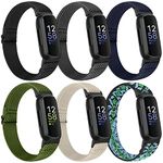 Runostrich Adjustable Elastic Watch Bands Compatible with Fitbit Inspire 3/Inspire 2/Inspire/Inspire HR/Fitbit Ace 3/Ace 2, 6 Pack Nylon Loop Sport Band Stretchy Replacement Wristband Women Men Kids