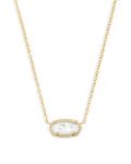 Kendra Scott Elisa Short Pendant Necklace for Women, Dainty Fashion Jewelry, 14k Gold-Plated, Ivory Mother of Pearl