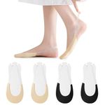 flintronic No Show Socks, 4 Pairs Ultra Low Cut Invisible Socks, Anti-Slip Slingback Boat Socks for women, Pop Socks for High-heel Shoes Loafer, Suitable for Feet 34-38