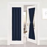 NICETOWN Blackout French Door Curtain - Thermal Insulated Side Door Window Curtain Panel Drape for Front Entry Way/Kitchen/Dining Room/Bathroom, Navy Blue, 1 Panel, 25W by 72L inches