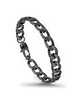 PROSTEEL Mens Bracelet - Stylish Flat Cuban Chain Wrist Link Bracelets Hypoallergenic 316L Stainless Steel Hip Hop Jewellery for Men Boys Black 19CM Length 9MM Width (with Gift Box)