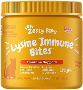 Zesty Paws Cat Allergy Relief - Anti Itch Supplement - Omega 3 Probiotics - Salmon Oil Digestive Health - Soft Chews for Skin & Seasonal Allergies - with Epicor Pets - Bacon - 60 Count