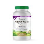 NaturVet VitaPet Puppy Daily Vitamins Plus Breath Aid for Puppies, 60 ct Time Release, Chewable Tablets, Made in USA
