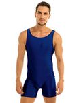 Kaerm Men's One Piece Sleeveless Wrestling Singlet Gym Sportwear Bodysuit Leotard Underwear Navy Blue XL