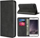 Cavor for iPhone 8 Plus Case,iPhone 7 Plus Case,Cowhide Pattern Leather Magnetic Wallet Case Cover with Card Slots(5.5")-Black