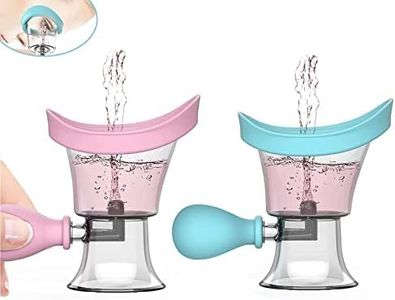 Eye Wash Cup, 2Pcs Eye Wash Bath, Dexspoeny Silicone Eye Cup for Eye Clean with Storage Container, Eye Care Manual air Pressure Eye Cleaning Cup Blue Pink for Visual Fatigue Makeup Residue