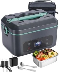 SKEOS Cordless Electric Lunch Box for Adults, Heated Lunch Box Battery Powered with 5 Side Heating, Portable Food Warmer with 5.5 Cups Removable Container, Self-Heating Food Warmer for Work,GreyGreen