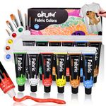 Colorful Fabric Paint Set for Clothes 12 Colors - Permanent Textile Paint Puffy Paint Kit for Shoes, Canvas - Non-Toxic Slick Painting Set for Adults, Beginner & Artists