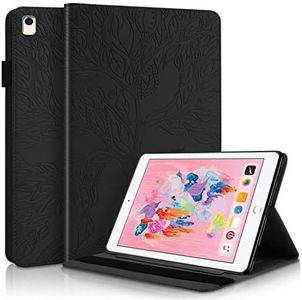 CXTcase iPad 5th/6th Generation, iPad Air/iPad Air 2, iPad Pro 9.7 Inch Case Embossed Tree PU Leather Case Wallet Flip Cover for iPad 2017/iPad 2018, iPad Air/Air 2, iPad Pro 9.7" Black