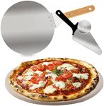 Nuwave Brick Oven-Style 3pc Pizza Kit,11.5” Cordierite Pizza Stone,10" SS Pizza Peel, SS Pizza Cutter/Server, For Indoor Electric Ovens, Outdoor Gas, Wood Fire Grills, BBQ Grilling, NuWave Bravo XL