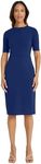 Donna Morgan Women's Curved Waist Seam Crepe Workwear Dress Career Office Desk to Dinner Event Occasion Guest of, Beacon Blue, 16