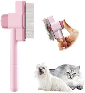 Cat Comb Flea Comb Pet Self Cleaning Upgraded Cat Brush for Long&Short Haired Cats & Dogs（Pink)