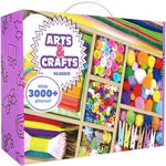 3000Pcs DIY Arts and Crafts Supplies Kit for Kids - Kids Craft Kits Art Supplies Material Set with Pipe Cleaner All in 1 Crafts for Kids Activity Gifts Toys for Girls Boys Age 4-6, 6-8, 8-12 years