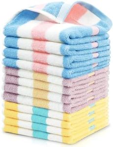 Striped Cotton Washcloths Small Towels Set, 12 Pack Bath Washcloths for Body and Face 13 x 13 Inches, Face Cloths for Washing Face, 3 Colors Wash Cloths Face Towels for Bathroom