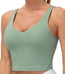 Women’s Longline Sports Bra Wirefree Padded Medium Support Yoga Bras Gym Running Workout Tank Tops (Jasmine Green, Medium, m)