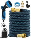 Zenmos 100FT Expandable Garden Hose Pipe with 10 Function Nozzle - Upgraded 3-Layer Latex No-Kink Flexible Water Hose with 1/2" 3/4" Connectors, Expanding Water Hose for Gardening, Washing & Cleaning