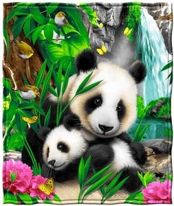 Dawhud Direct Precious Pandas Fleece Blanket for Bed 75" x 90" Queen Size Panda Fleece Throw Blanket for Women, Men and Kids Super Soft Plush Panda Blanket Throw Blanket Animal Fleece Panda Blanket