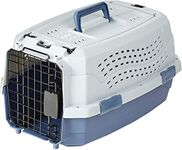 Amazon Basics Hard-Sided Cat Carrier, Two-Door Top-Load Pet Dog/Cat Travel Box Carrier, Blue, 48.2 L x 32 B x 25.4 H cm