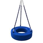 Gorilla Playsets 04-0015-B/B 360° Turbo Tire Swing with Plastic Coated Chains, Spring Clips, and Swivel - Blue