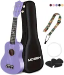 MOSEN Ukulele for Beginners 21 Inch All in One Kit Beginner Professional Ukulele Including Straps, Strings, and Paddles (Purple)