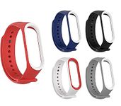 Sounce Adjustable Xiaomi Mi Band 3/ Mi Band 4 Watch Silicone Strap Band Bracelet - Set of 5