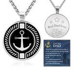 FANCIBAND Anchor Silver Necklace For Men, Stainless Steel Necklace Men Grandpa/Step Dad/Papa/First Fathers Day Gift From Daughter/Son