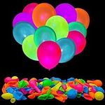 100 Pcs UV Neon Balloons ,Neon Glow
