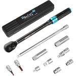 Shall 11-Piece 3/8" Torque Wrench Set, (5-60Nm) Dual Direction Adjustable 72 Tooth for Suitable for car and Motorcycle Maintenance,with Extension Pole and Storage Box