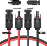 BougeRV 6 Feet 10AWG Solar Extension Cable with Solar Connector on Both End with Extra Pair of Connectors Solar Panel Adaptor Kit Tool (6FT Red + 6FT Black)