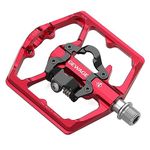 Mountain Bike Pedals- Dual Function Bicycle Flat Pedals and Clipless Pedals- 9/16" Platform Pedals Compatible with SPD for Road Mountain BMX Bike (Red)