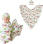 Posh Peanut Swaddle Blanket & Headband Set – Viscose from Bamboo Stretchy Baby Swaddle for Newborn Girls, Receiving Blanket or Nursing Cover