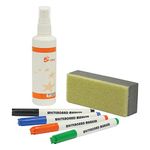 5 Star Drywipe Starter Kit of Drywipe Eraser and 100ml Cleaner and 4 Whiteboard Markers Assorted