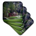 3dRose CST_131410_3 Augustas Amen Corner Golf Course Golfers on Bridge Ceramic Tile Coaster (Set of 4)