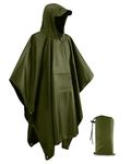 Evolpor Waterproof Poncho Adult,Poncho Waterproof Adult Lightweight Reusable Rain Poncho Adult Waterproof,Waterproof Raincoat for Outdoor Camping Hiking Traveling Cycling (GREEN)