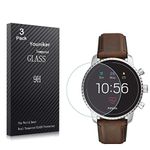 Youniker 3 Pack For Fossil Q Explorist Gen 4 Screen Protector Tempered Glass For Fossil Q Gen 4 Explorist HR Smart Watch Screen Protectors Foils Glass 9H 0.3MM Anti-Scratch No Bubble