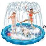 PELLOR 68" Splash Pad for Kids and Dog, Large Size Splash Water Play Mat, Sprinkle Splash Pad Summer Spray Toys for Kids and Outdoor Garden Family Activities