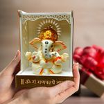 SOLOBOLO Ganesh Idol for Car Dashboard with Small Temple for Car Dashboard,Ganesh Idol for Office Desk,Ganesha Idol for Gift,Gift for Housewarming Ceremony Mandir (Mandir with Idol)