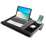 Lightweight Lap Desk Laptop Tray with Pillow Cushion, Lap Stand with Built-in Mouse Pad/Wrist Rest/Phone Slot, Laptop Size up to 17 Inches, For Sofa and Bed