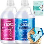 Teexpert Epoxy Resin Crystal Clear Kit 1 Gallon High-Gloss Coating and Casting Resin, Self-Leveling Bubbles Free Resin and Hardener Kit for DIY Art, Jewelry, Table Top, Molds, Wood 1:1 Ratio