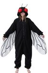 NAMHTOM Adult Black Fly Costume Onesie Fly Bug Pajamas Halloween Costumes Anime Cosplay pajamas for Men Women, Black, Medium