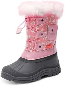 DREAM PAIRS Boys Girls Snow Boots Waterproof Outdoor Warm Cozy Anti-Slip Mid Calf Faux Fur Lining Insulated Winter Shoes for Little/Big Kids,Size 4 Big Kid,Pink,KSNOW