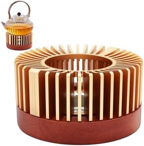 Inmorven Teapot Warmer, Aluminum Alloy & Wood Tea Warmer, (Golden)
