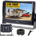 Backup Camera for Truck HD with 7 Inch Monitor 30 Mins DIY Installation Kit for RVs,Trailers,5th Wheels,Campers High-Speed Rear View Observation System Second License Plate Camera Available Yakry Y14