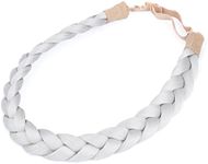 DIGUAN Synthetic Hair Braided Headband Classic Chunky Wide Plaited Braids Elastic Stretch Hairpiece Women Girl Beauty accessory, 55g aHairBeauty (#Light Gray)