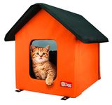 Extreme Consumer Products New 2020 Indoor/Outdoor - Cat House with Heated Cat Bed - 2 Doors - No Slip Feet and Stake Ties for Secure Placement? (Orange)