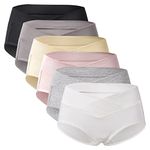 Mama Cotton Women's Under The Bump Maternity Panties Pregnancy Postpartum Maternity Underwear (Color-Multicolor-A 6 Pack, Size-L)